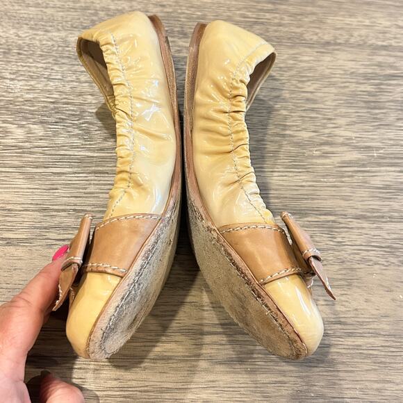 Prada Women's Yellow and Tan Ballet Flats - Picture 4 of 10